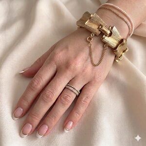 Vintage Puccini Brushed Chunky Gold Bracelet w/ Safety Chain - 6.25”, Small